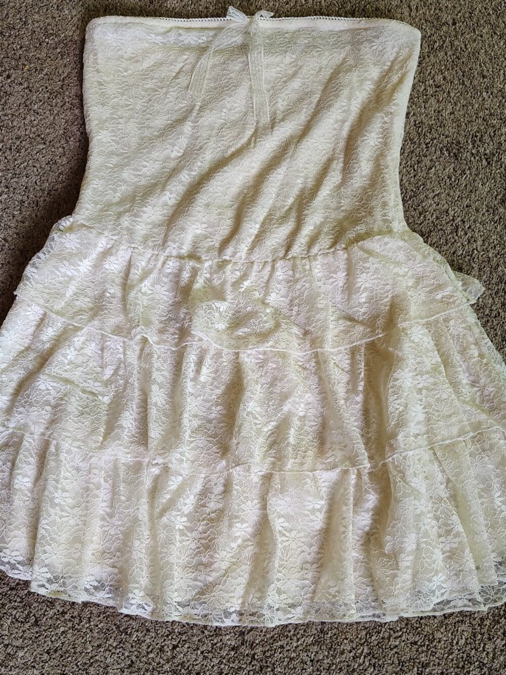 Women's Thirty Thirty LA Sleeveless Lace Dress Cream Festival Coquette Size XL